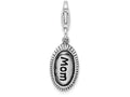 Sterling Silver Antiqued Mom With Lobster Clasp Charm