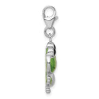 Sterling Silver Rhodium-plated Enameled Frog With Lobster Clasp Charm