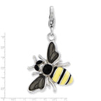 Sterling Silver Rhodium-plated Enameled 3-d Yellow Jacket With Lobster Clasp Charm