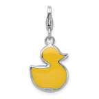 Sterling Silver Rhodium-plated Enameled 3-d Duck With Lobster Clasp Charm