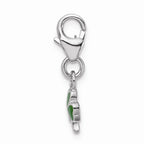 Sterling Silver Rhodium-plated Enameled Clover With Lobster Clasp Charm