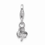 Sterling Silver Rhodium-plated Enameled Clover With Lobster Clasp Charm