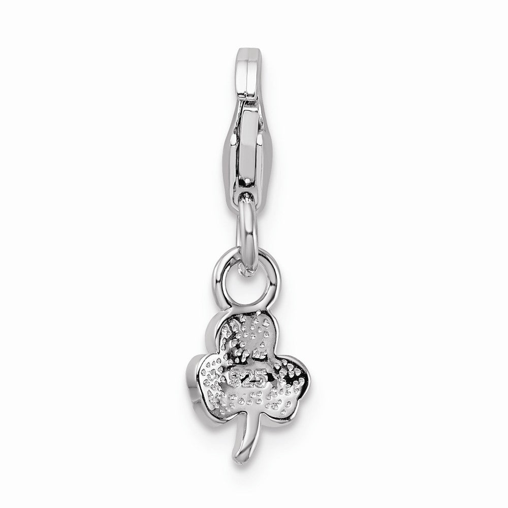 Sterling Silver Rhodium-plated Enameled Clover With Lobster Clasp Charm