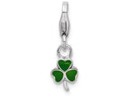 Sterling Silver Rhodium-plated Enameled Clover With Lobster Clasp Charm