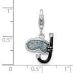 Sterling Silver Rhodium-plated 3-d Enameled Snorkel With Lobster Clasp Charm