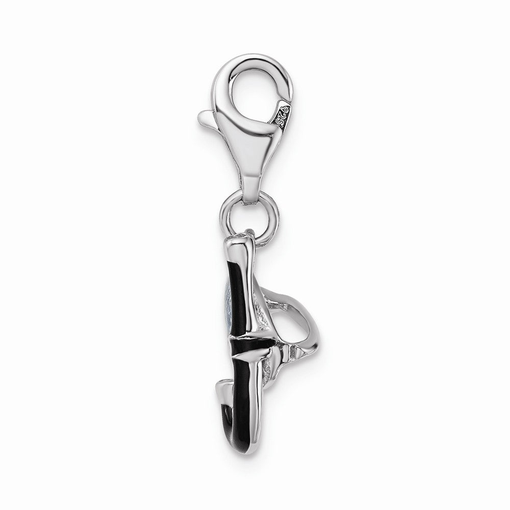 Sterling Silver Rhodium-plated 3-d Enameled Snorkel With Lobster Clasp Charm