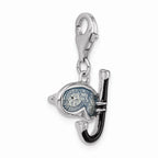 Sterling Silver Rhodium-plated 3-d Enameled Snorkel With Lobster Clasp Charm