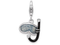 Sterling Silver Rhodium-plated 3-d Enameled Snorkel With Lobster Clasp Charm
