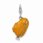 Sterling Silver Rhodium-plated 3-d Enameled Submarine With Lobster Clasp Charm