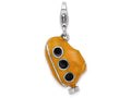 Sterling Silver Rhodium-plated 3-d Enameled Submarine With Lobster Clasp Charm