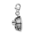Sterling Silver Rhodium-plated 3-d Dog Bowl and Bone With Lobster Clasp Charm