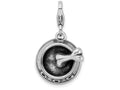 Sterling Silver Rhodium-plated 3-d Dog Bowl and Bone With Lobster Clasp Charm
