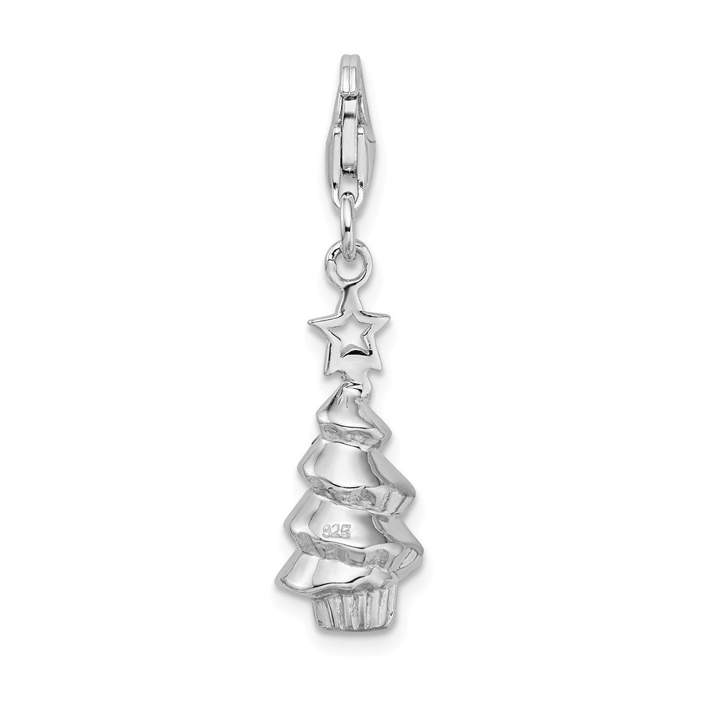 Sterling Silver Rhodium Plated Multi Glasterling Silver Stone Tree With Lobster Clasp Charm
