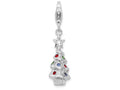 Sterling Silver Rhodium Plated Multi Glasterling Silver Stone Tree With Lobster Clasp Charm