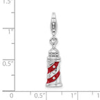 Sterling Silver Rhodium-plated 3-d Enameled Lighthouse With Lobster Clasp Char