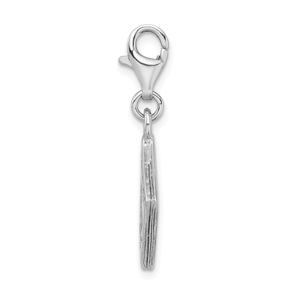 Sterling Silver Rhodium-plated 3-d Passport With Lobster Clasp Charm