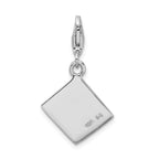 Sterling Silver Rhodium-plated 3-d Passport With Lobster Clasp Charm