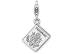 Sterling Silver Rhodium-plated 3-d Passport With Lobster Clasp Charm