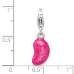 Sterling Silver Rhodium-plated 3-d Enameled Pink Bean With Lobster Clasp Charm