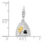 Sterling Silver Rhodium-plated and Gold Plated 3-d Beehive With Lobster Clasp Ch