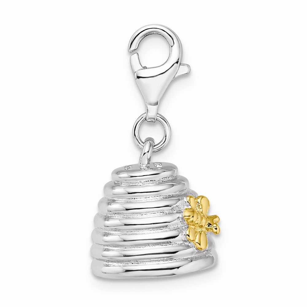 Sterling Silver Rhodium-plated and Gold Plated 3-d Beehive With Lobster Clasp Ch