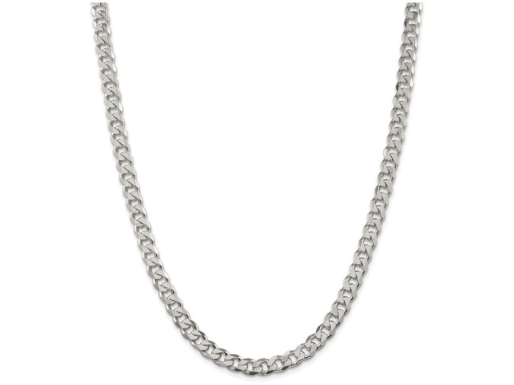 FJC Finejewelers 18 Inch Sterling Silver 7mm Pave Curb Chain Necklace
