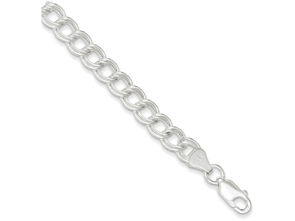 FJC Finejewelers Sterling Silver Double Link Charm Bracelet