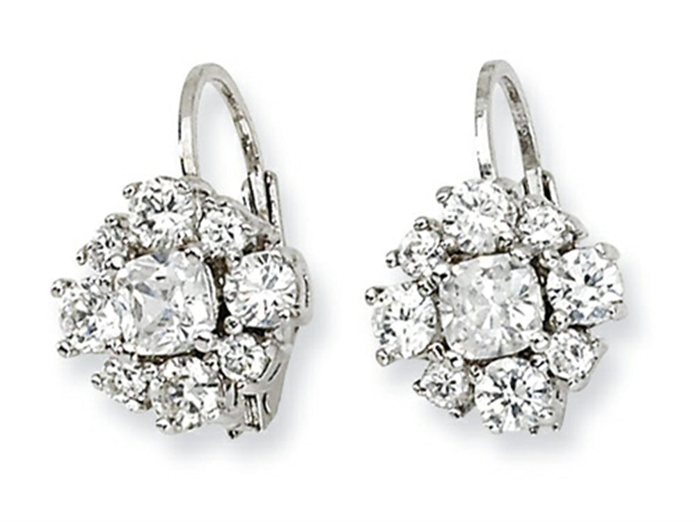 Cheryl M™ Sterling Silver CZ Leverback Earrings