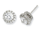 Cheryl M™ Sterling Silver CZ Round Post Earrings