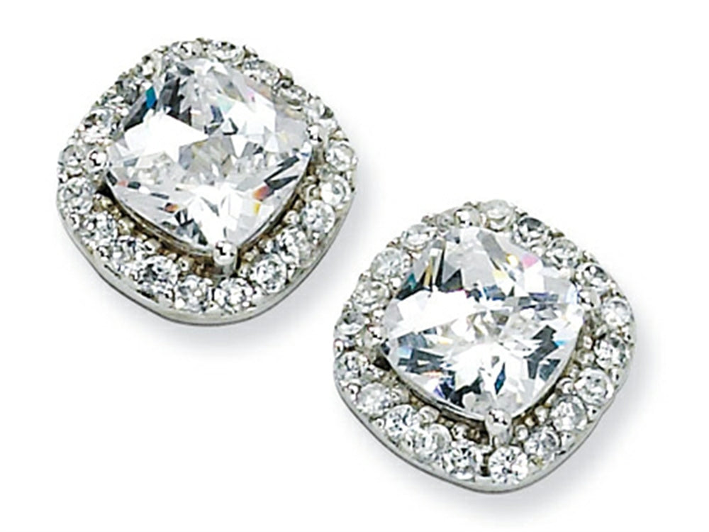 Cheryl M™ Sterling Silver Rose-cut CZ Square Post Earrings