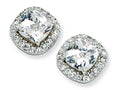 Cheryl M™ Sterling Silver Rose-cut CZ Square Post Earrings