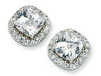 Cheryl M™ Sterling Silver Rose-cut CZ Square Post Earrings