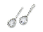 Cheryl M™ Sterling Silver Checker-cut CZ French Wire Earrings