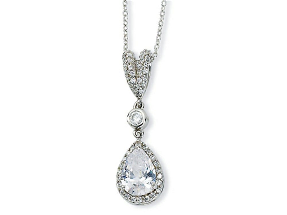 Cheryl M™ Sterling Silver Pear CZ 18in Necklace