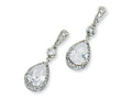 Cheryl M™ Sterling Silver Pear CZ Dangle Post Earrings