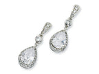 Cheryl M™ Sterling Silver Pear CZ Dangle Post Earrings