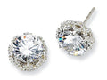Cheryl M™ Sterling Silver Round CZ Post Earrings