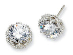 Cheryl M™ Sterling Silver Round CZ Post Earrings