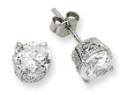 Cheryl M™ Sterling Silver 6.5mm CZ Stud Earrings