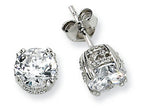 Cheryl M™ Sterling Silver 6.5mm CZ Stud Earrings