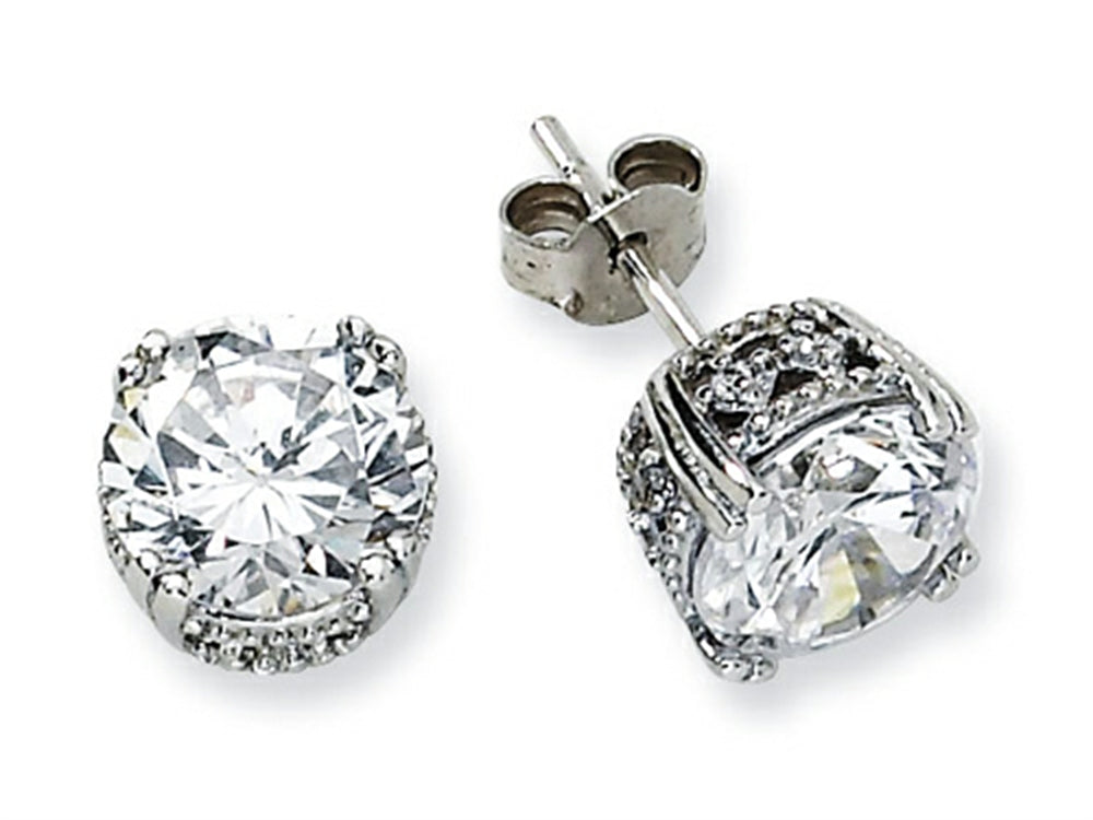 Cheryl M™ Sterling Silver 8mm CZ Stud Earrings