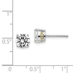Cheryl M™ Sterling Silver and Gold Plated X and O 6.5mm CZ Stud Earrings