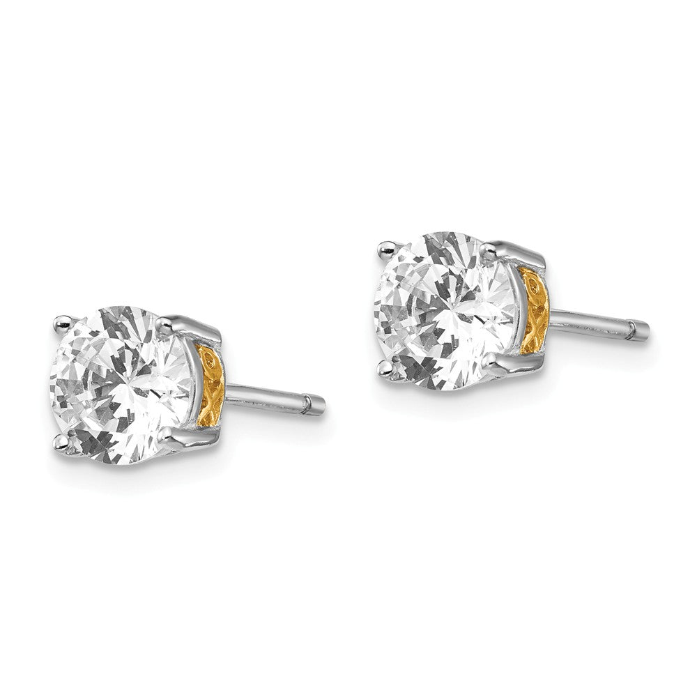 Cheryl M™ Sterling Silver and Gold Plated X and O 6.5mm CZ Stud Earrings