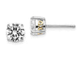 Cheryl M™ Sterling Silver and Gold Plated X and O 6.5mm CZ Stud Earrings