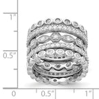 Cheryl M™  Rhodium Plated Sterling Silver CZ Eternity Five Ring Set