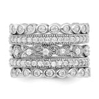 Cheryl M™  Rhodium Plated Sterling Silver CZ Eternity Five Ring Set