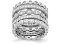 Cheryl M™  Rhodium Plated Sterling Silver CZ Eternity Five Ring Set