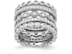Cheryl M™  Rhodium Plated Sterling Silver CZ Eternity Five Ring Set