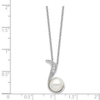 Cheryl M™ Sterling Silver CZ White Cultured Pearl Swirl 18In Necklace
