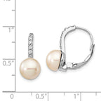 Cheryl M™ Sterling Silver CZ Cultured Pearl Leverback Earrings